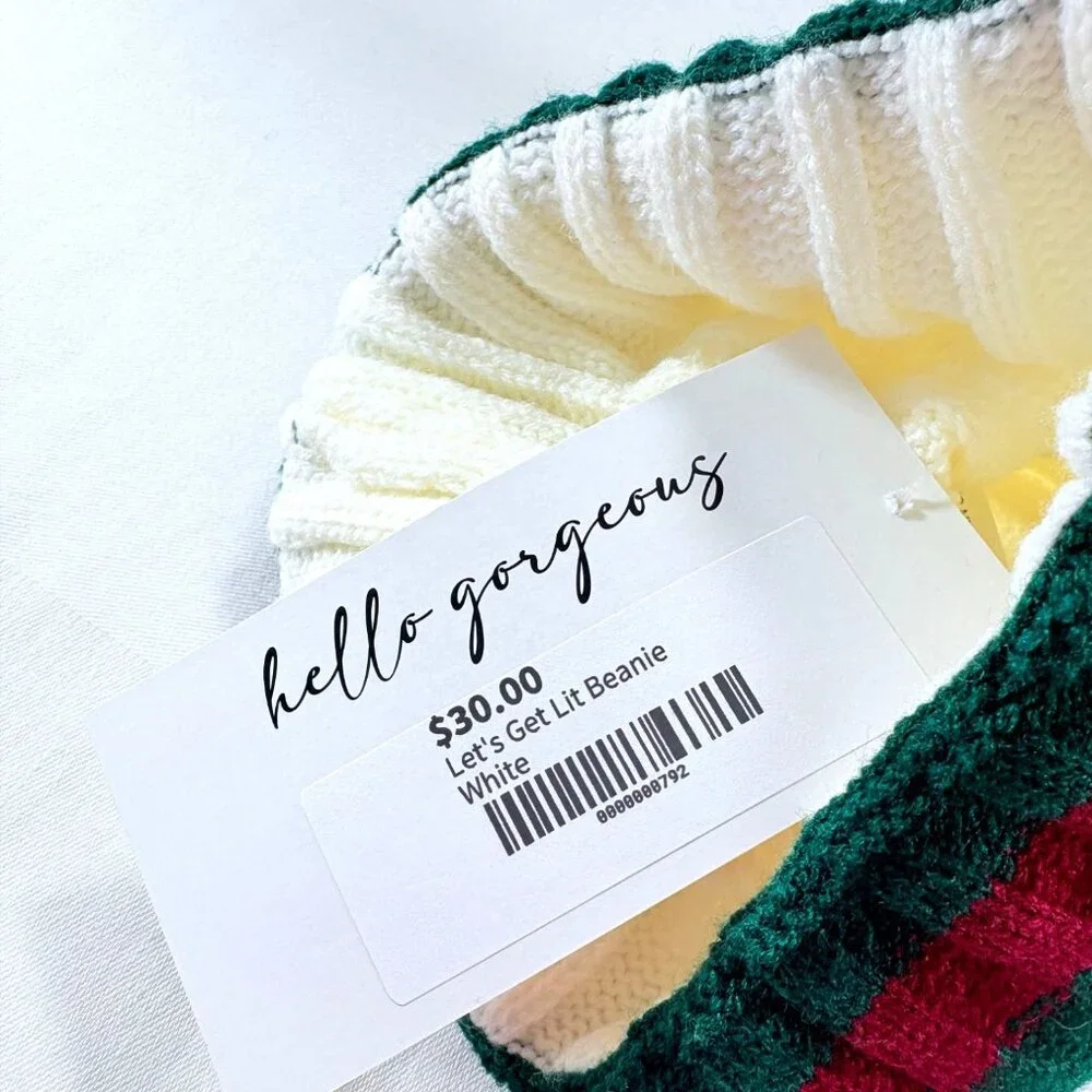 Let's Get Lit Knitted Baby‎ Beanie Hat with Patch New With Tags